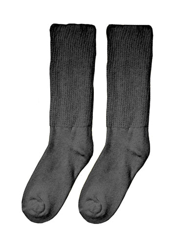 Black Cotton Diabetic Socks - Medium (8-10) - Wide Fit for Swollen Feet (Pair)