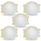 NIOSH N95 Respirator Mask - Pack of 5 - White Dust Mask for Physician Use