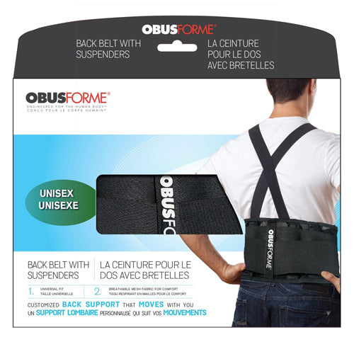 ObusForme Back Support Belt - Unisex Large/X-Large - Black - Lower Back Pain Relief & Posture Correction