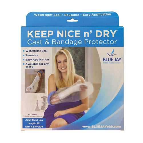 Waterproof Cast & Bandage Cover for Short Wide Legs - Adult Size, Reusable 25" Long