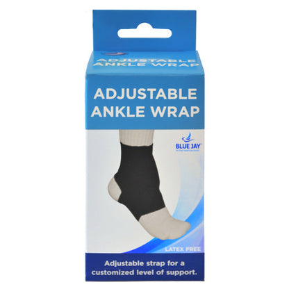 Blue Jay Adjustable Ankle Support Wrap - Medium (8-9) - Black - Pain Relief & Injury Protection