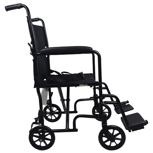 ROLL WITH ME 19" Lightweight Aluminum Transport Wheelchair, Black