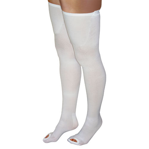 Anti-Embolism Stockings Large/Long 15-20mmHg Thigh High, Inspection Toe, Silicone Top