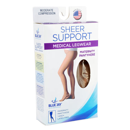 Ladeis' Sheer Mod Maternity 15-20 mmHg Panty Hose - Queen Size, Beige Compression Stockings for Pregnancy