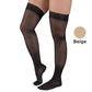 Ladies' Beige Compression Thigh High Stockings XL 15-20mmHg with Stay-Up Top for Varicose Veins