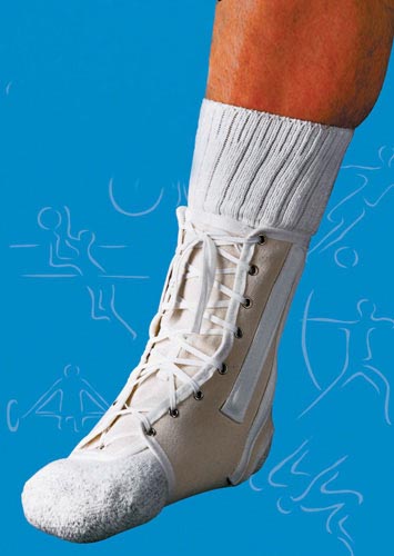 Sportaid Lace-Up Canvas Ankle Splint - Small, Flannel Lined, Removable Stays