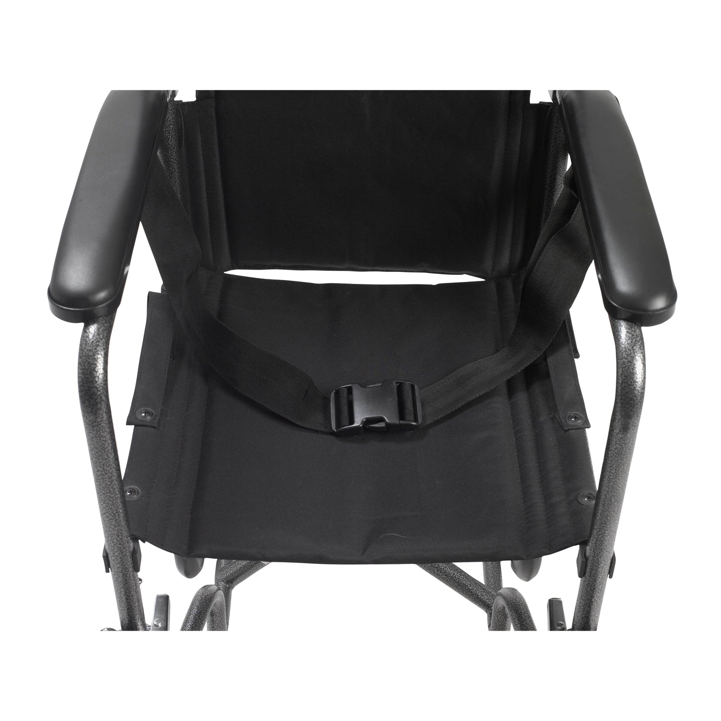 Lightweight Transport Wheelchair, 19", Silver Vein Finish, Folding Back, Steel Frame
