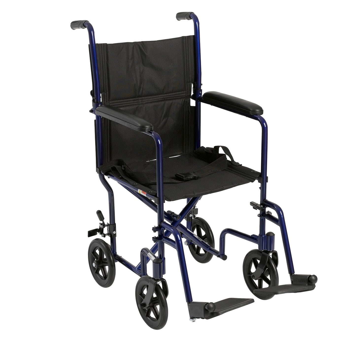 Lightweight Transport Wheelchair, 19" Wide, Blue Frame, Aluminum, 300 lbs Capacity