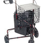Flame Red 3-Wheel Rollator Walker with Basket, Pouch, Adjustable Handles - 300 lb Capacity