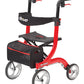 Nitro Rollator, Red, with 10" Casters, Euro-Style Folding Mobility Walker