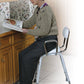 Adjustable Height Kitchen Stool with Arms - Chrome, Padded Seat, 300 lb Capacity
