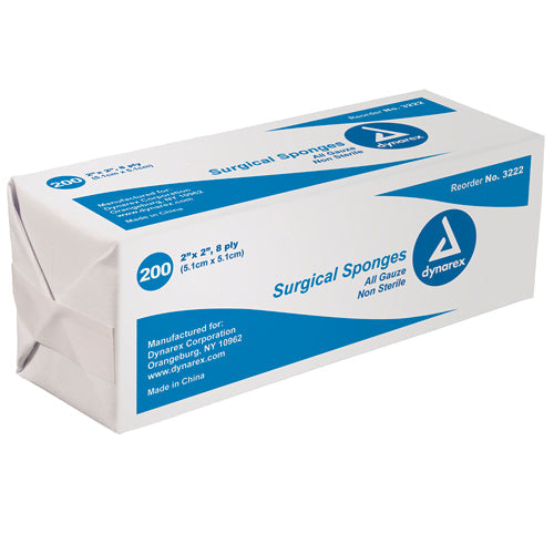 Absorbent Gauze Sponges 4 x 4 Inch - 12 Ply Non-Sterile - 200 Count Bag