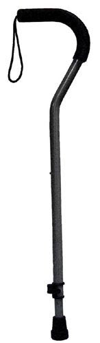 Aluminum Offset Cane with Tab-Loc Silencer & Ergonomic Grip - Silver