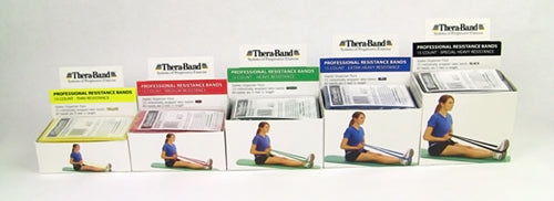 Thera-Band Yellow Resistance Band Dispenser Pack - 15 x 5' Exercise Bands for Physical Therapy