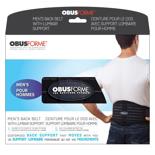 ObusForme Back Belt - Men's Medium/Large - Black - Lumbar Support Posture Corrector