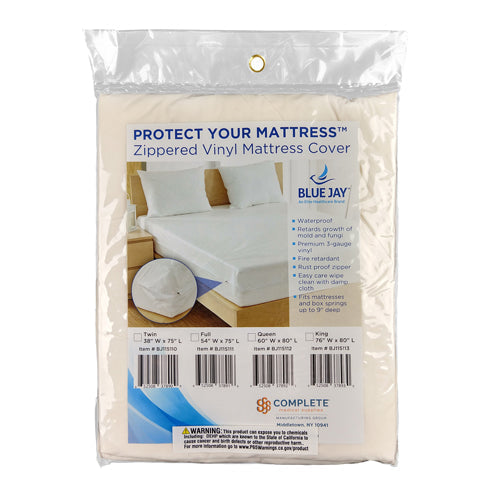 Zippered Twin Mattress Protector 39x75x9 - Heavy Duty, Flame Retardant Mattress Cover