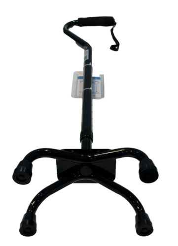 Blue Jay Brand Quad Cane - Small Base, Black, Lightweight Aluminum, 300 lb Capacity