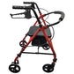 ROLL WITH ME Red Steel Rollator with 6-inch Wheels, Folding, 350 lbs Capacity, Case/2