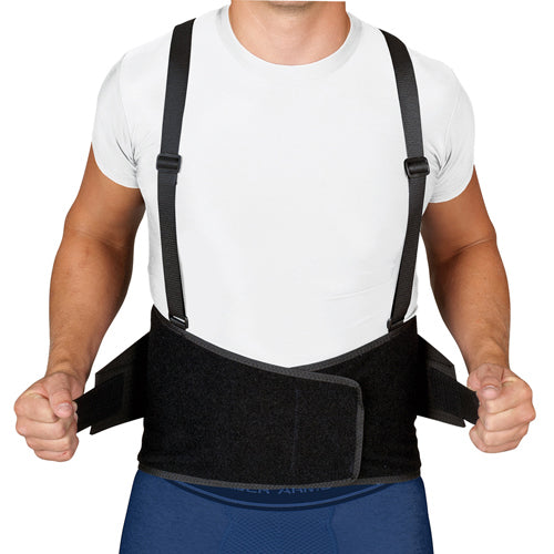 Blue Jay Industrial Back Support with Suspenders, X-Large - Black, Lower Back Pain Relief