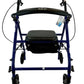 ROLL WITH ME Blue Steel Rollator with 6-inch Wheels, Padded Seat & Storage Pouch - Case of 2