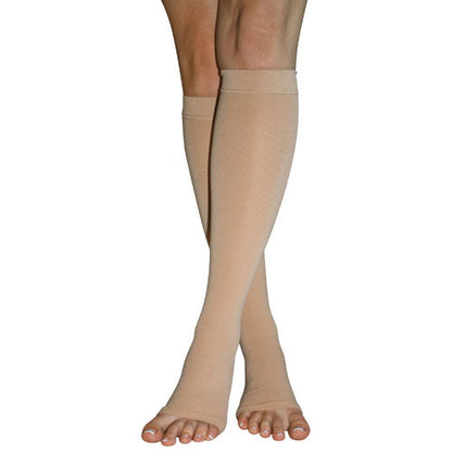 30-40 mmHg Extra Large Open Toe Compression Stockings - Beige Below Knee Support