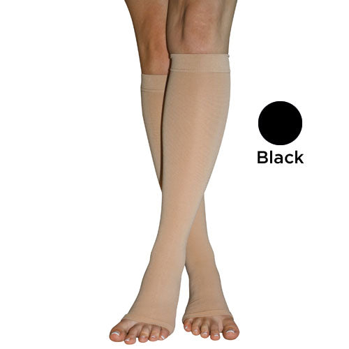 X-Large 20-30 mmHg Below Knee Black Compression Stockings for Varicose Veins & Edema