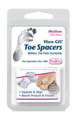 Visco-Gel Toe Spacer for Bunion Relief - Mineral Oil Gel - Medium (Pack/2)