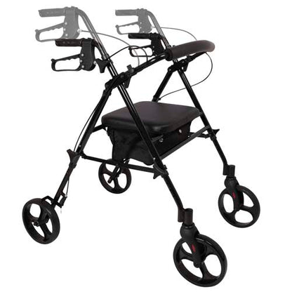 ProBasics Deluxe Aluminum Rollator, Height Adjustable, Padded Seat, 300 lb Capacity, Black