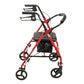 Red Steel Rollator Walker with 6" Wheels, Padded Seat, and Storage Pouch
