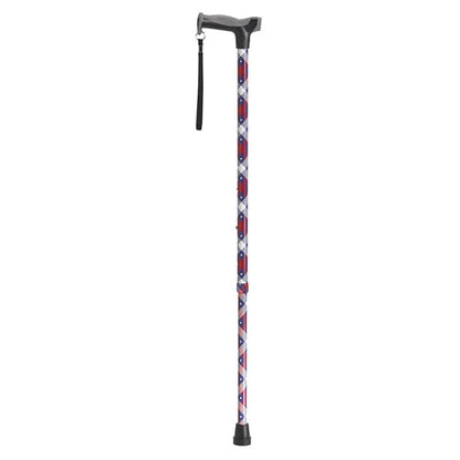 Comfort Grip Patriotic USA Aluminum Cane - Adjustable Walking Stick for Men & Women, 300 lbs Capacity