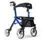 Ascent Euro-Style Rollator - Cobalt Blue - Lightweight 4-Wheel Walker with Adjustable Seat & Backrest