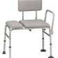 Padded Transfer Bench with Adjustable Height and Pinch-Free Assembly, Gray