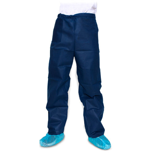 Disposable Dark Blue Scrub Pants XX-Large, Fluid Resistant, 50 Count Case