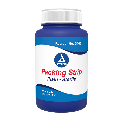Plain Gauze Packing Strips 1 x 5 Yds - Wound Packing & Drainage (1 Strip/Bottle)