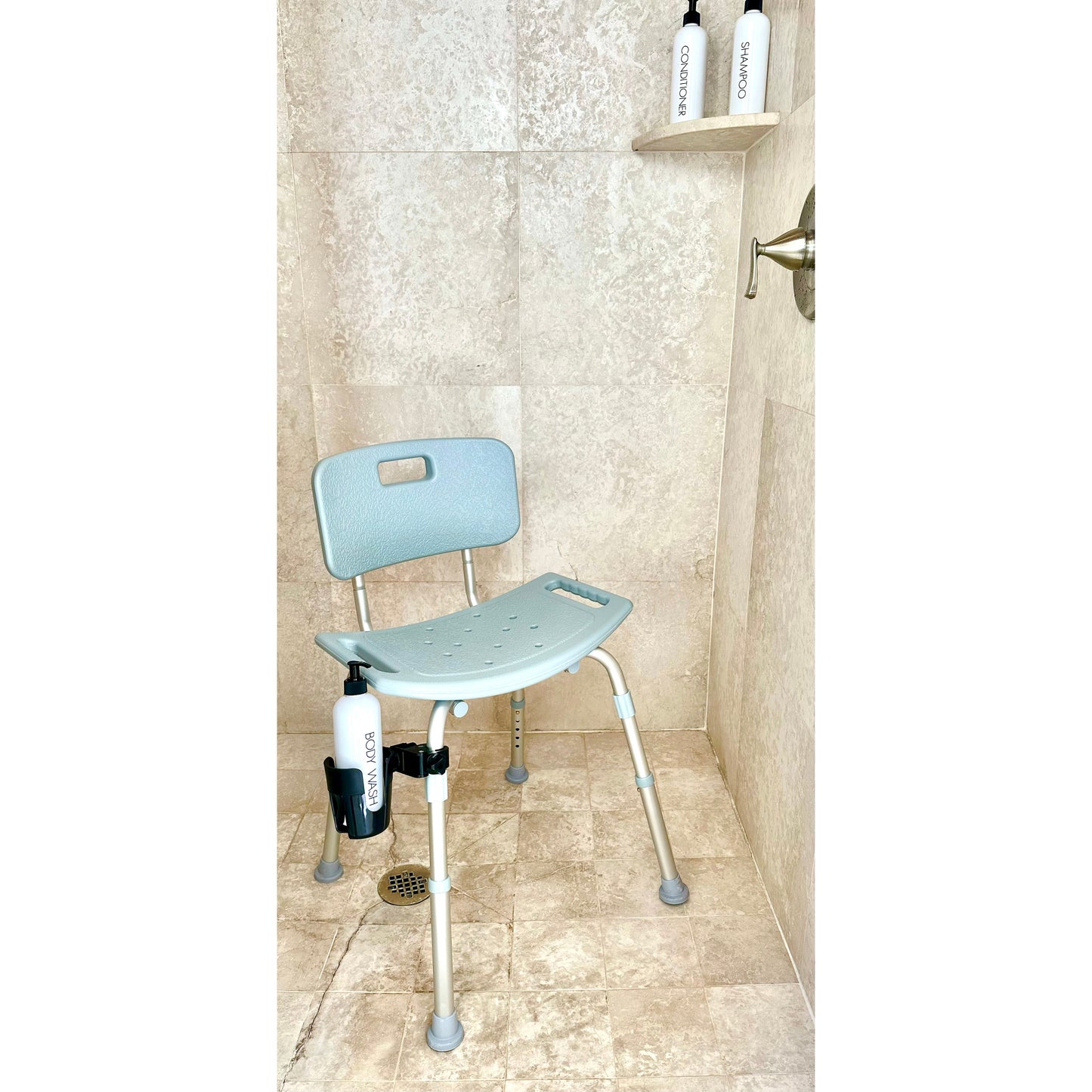 Blue Jay Bathroom Shower Chair with Back, Adjustable Height, 300 lb Capacity - Cs/4