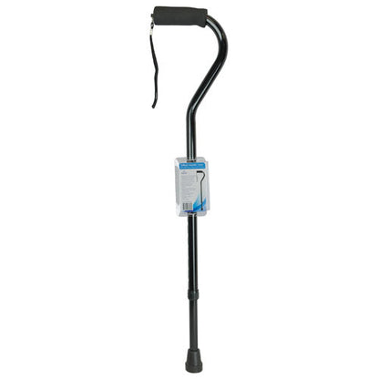 Blue Jay Soft Foam Offset Handle Cane, Black, Adjustable Aluminum Walking Cane with Wrist Strap