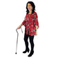 Cane - Soft Foam Offset Handle, Adjustable Height, Blue Jay Silver with Strap