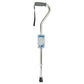 Cane - Soft Foam Offset Handle, Adjustable Height, Blue Jay Silver with Strap