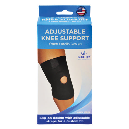 Blue Jay Adjustable Open Patella Knee Support - Black - Small/Medium