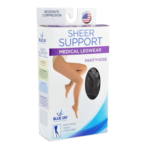 Ladies' Sheer 15-20 mmHg Compression Pantyhose - Petite Moderate Support, Black