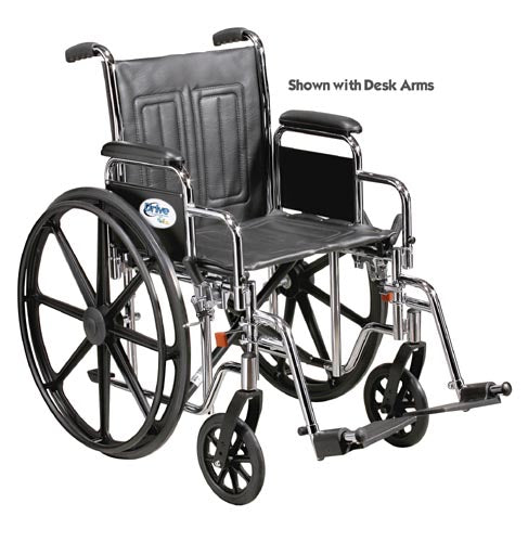Wheelchair, Standard 16 inch, Fixed Arms, Swingaway Footrests, 300 lbs Capacity