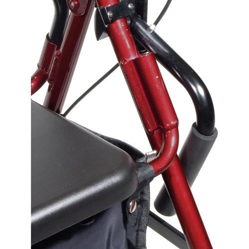 Duet 2-in-1 Rollator Transport Chair - Burgundy, Lightweight, Padded Seat & Backrest