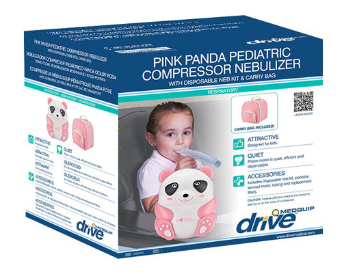 Pediatric Panda Nebulizer Compressor - Child-Friendly Design, Quiet Operation, 5-Year Warranty, 4.3 lb