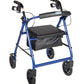 Lightweight Aluminum Rollator Walker with Padded Seat, Adjustable Handles, and Removable Back - Blue
