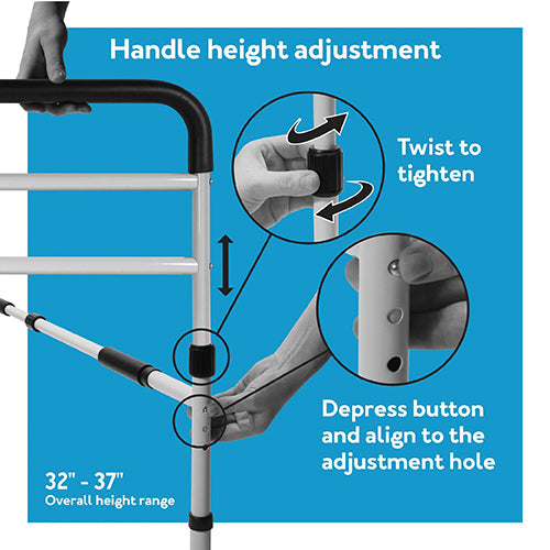 Carex Bed Assist Rail - Adjustable Height & Depth, Fall Prevention, Supports 300 lbs