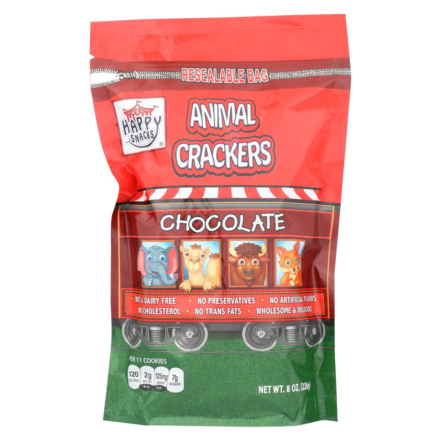 Happy Snacks Chocolate Circus Animal Crackers (6 Bags x 8 Oz) - Dairy Free & Plant Based Snack