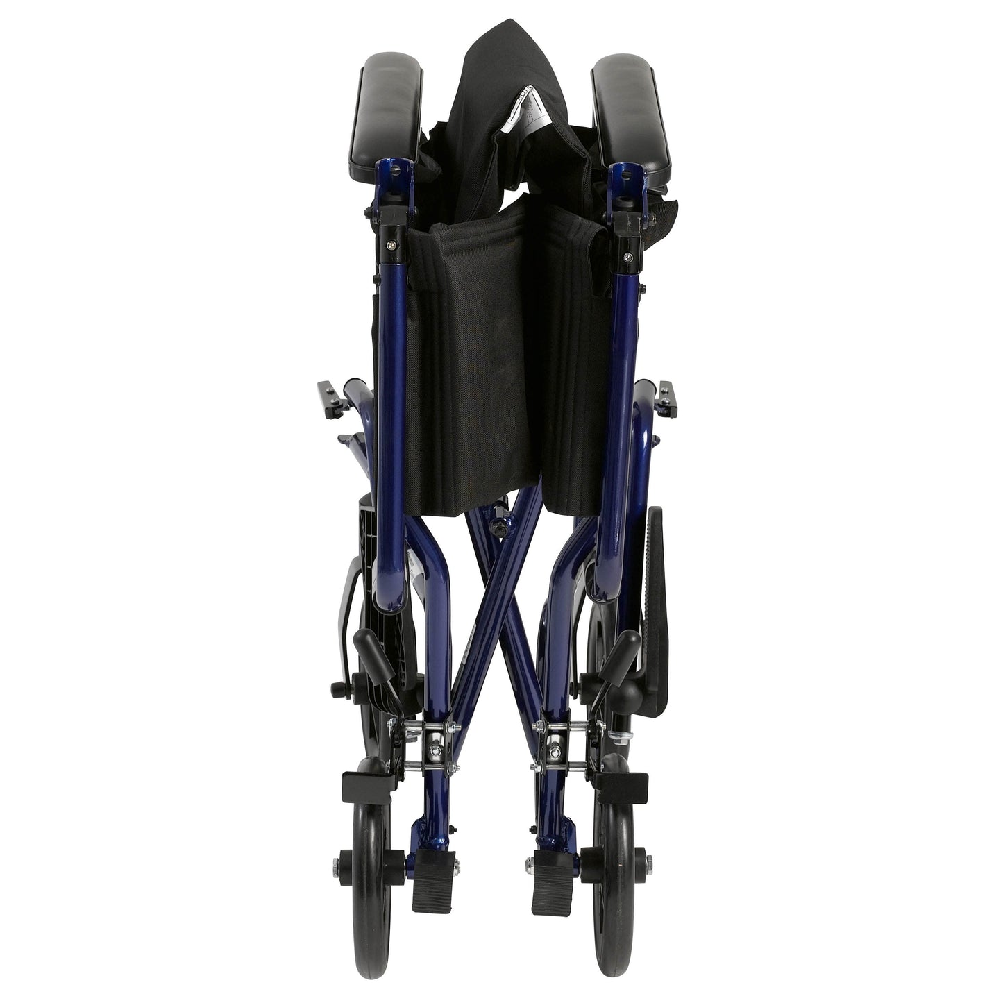 Lightweight Blue Transport Wheelchair 17 inch Seat, 19 lbs, Foldable