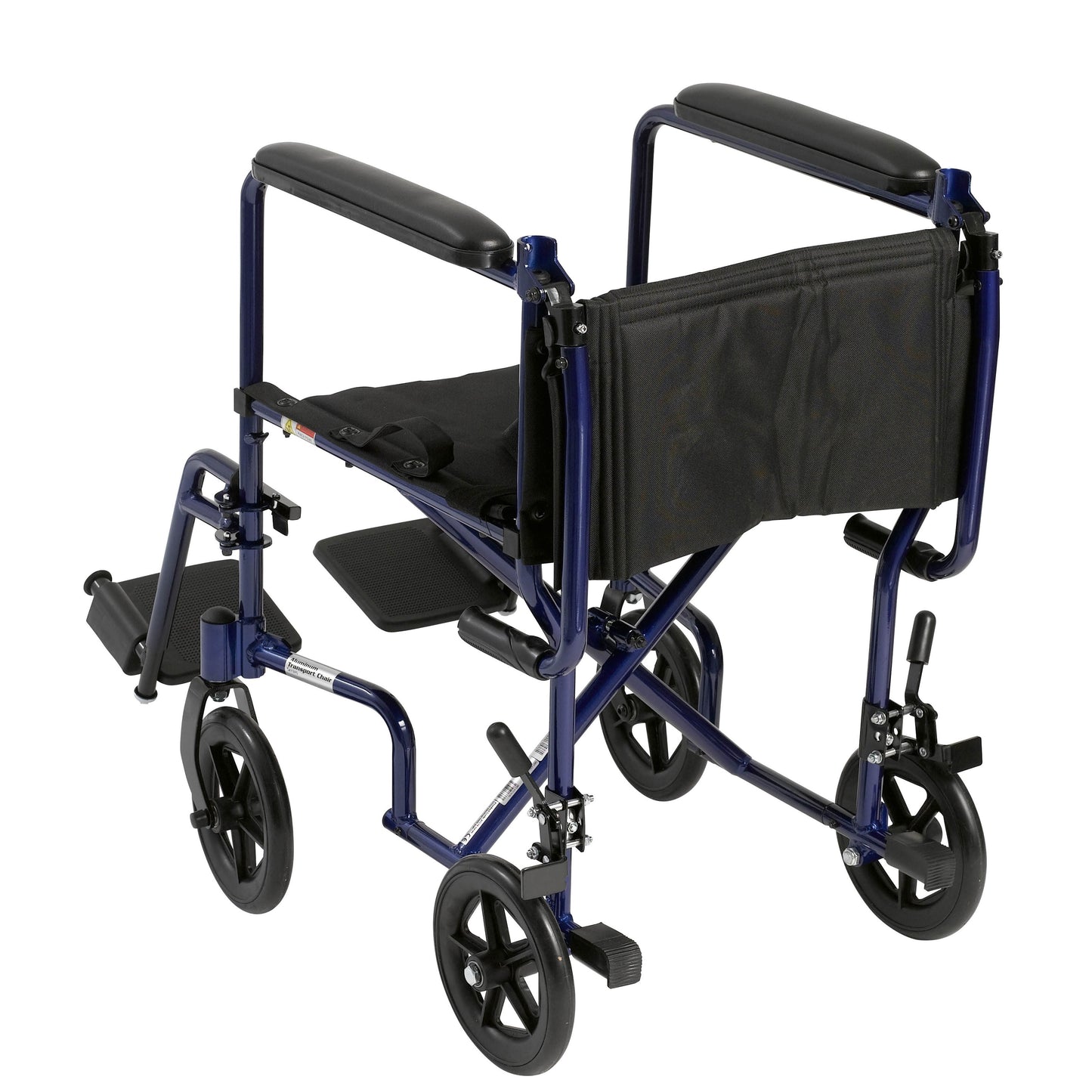 Lightweight Blue Transport Wheelchair 17 inch Seat, 19 lbs, Foldable