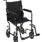 Lightweight Blue Transport Wheelchair 17 inch Seat, 19 lbs, Foldable