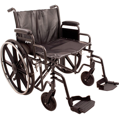 22" Heavy Duty Wheelchair with Removable Desk Arms & Swing Away Footrests, 450 lb Capacity